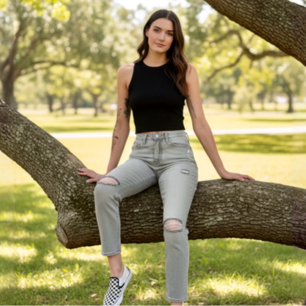 BP Distressed High Waist Mom Jeans Size 28 by Nordstrom